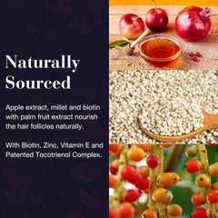 NEW NORDIC Hair GRO ingredients image showing millet and biotin for follicle nourishment.