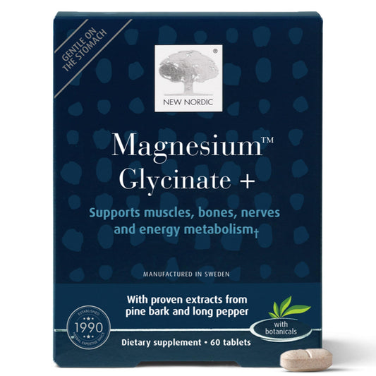 Bottle of New Nordic Magnesium Glycinate 220 mg 30 servings