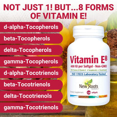 Softgel capsules in bottle with natural vitamin E