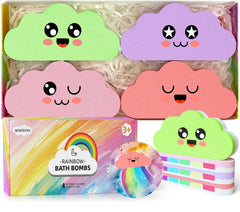 NEWFEIFAN rainbow bath bombs kids set with vibrant fizz and safe ingredients.