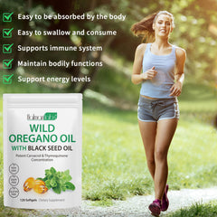 Product packaging and bottle of Newseel oregano oil softgels