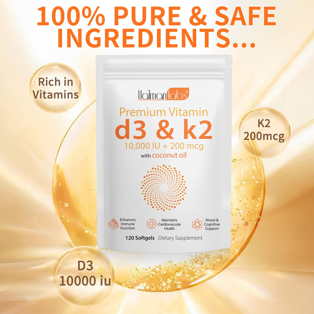 Vitamin D3 K2 capsules bottle label close-up