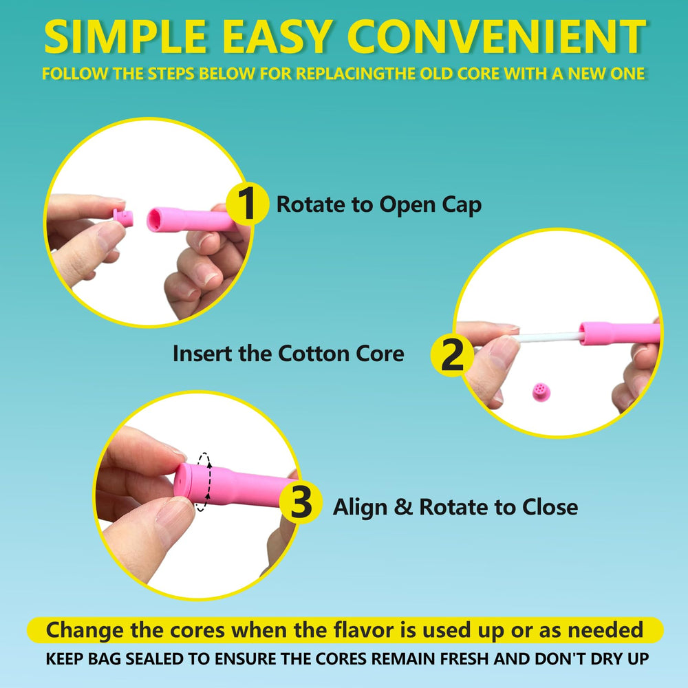 Refill cores with flavors: mint, strawberry, lemon