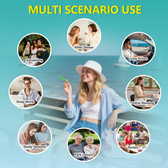 Portable design features: weighted base and snap-cap