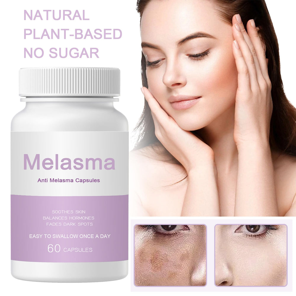 Front-facing bottle of NEWUREHO Melanina Anti-Melasma capsules