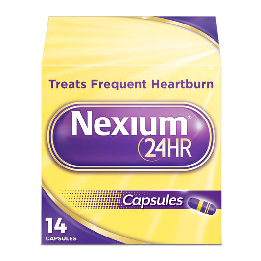 Nexium 24HR acid reducer bottle delivers all-day heartburn support