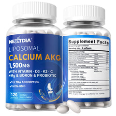 Nextdia Liposomal Calcium AKG bottle front view supports daily bone health.