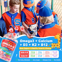 Calcium, Vitamin D3 and K2 symbols with gummies
