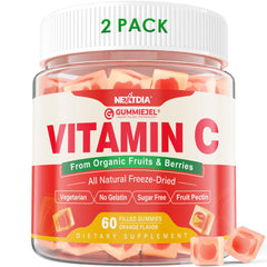 Nextdia organic vitamin C gummies 2-pack bottle for daily immune support and convenience.