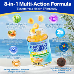 Nextdia mango-flavored omega-3 gummies arranged beside a glass of water