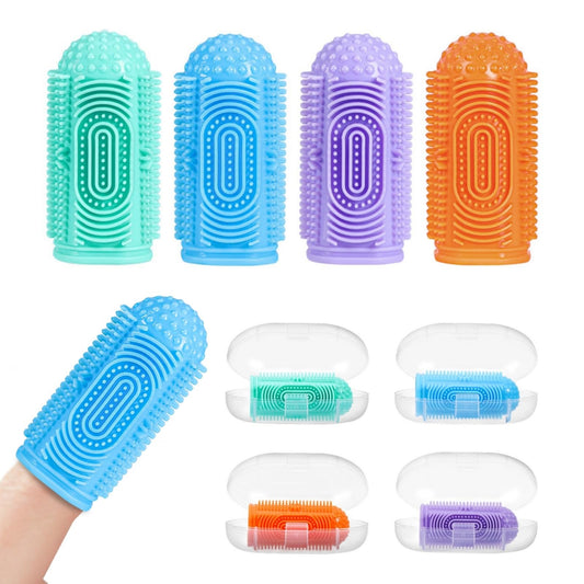 NFSVLB finger toothbrush set with four silicone brushes and four storage cases