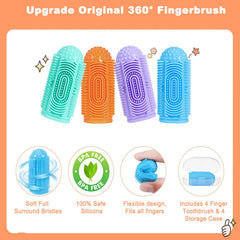 Close-up of surrounding soft silicone bristles on the finger toothbrush