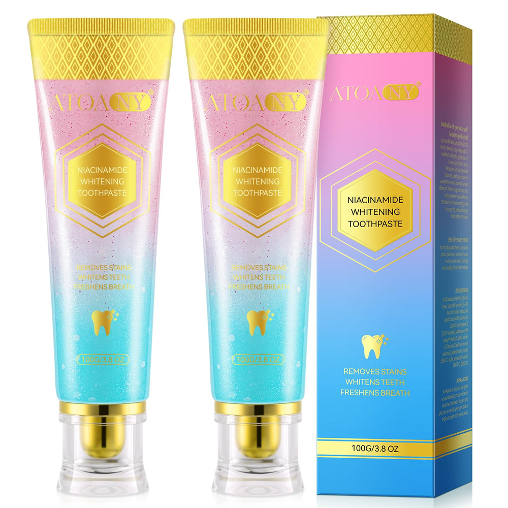 Niacinamide Whitening Toothpaste tube and 2-pack packaging