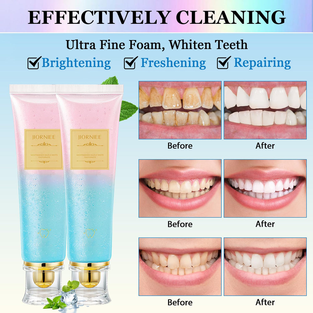 Close-up of Niacinamide Whitening Toothpaste tube