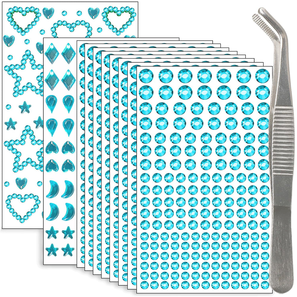 NIACONN lake blue hair jewels pack close-up for vibrant festival makeup