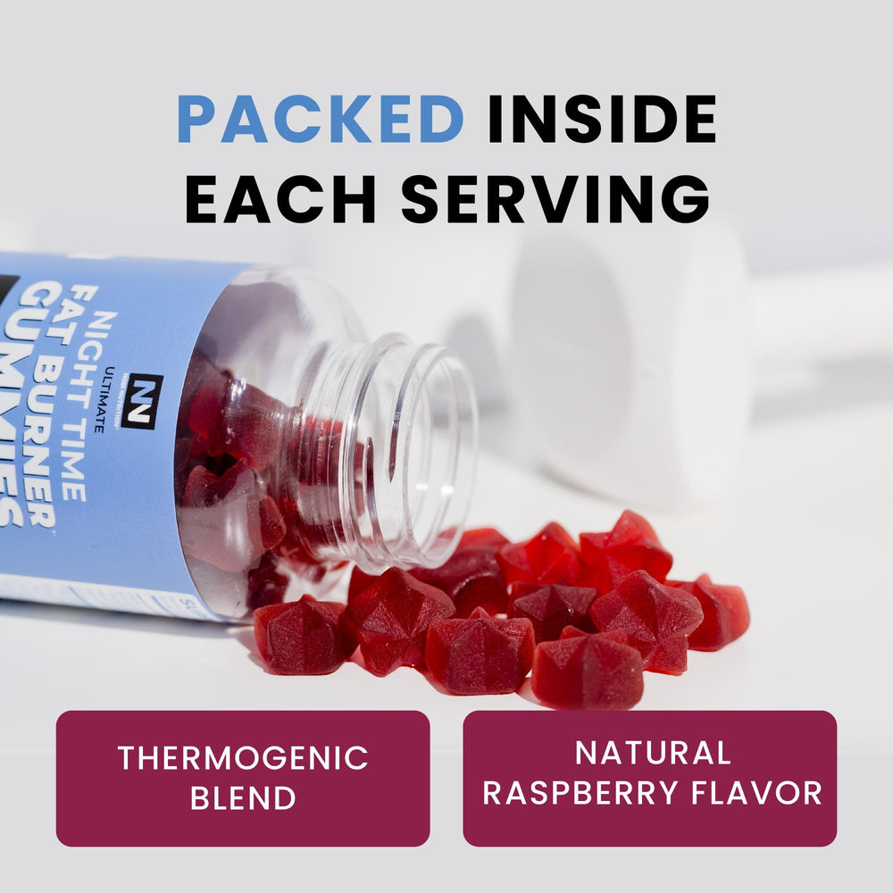 Front view of 60-count Night Time Fat Burner Gummies bottle