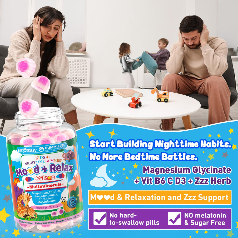 Flavorful kids gummies with a bedtime theme accent
