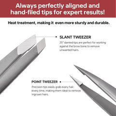 NILIYA Eyebrow Tweezers ergonomic handle for steady control and less hand fatigue.