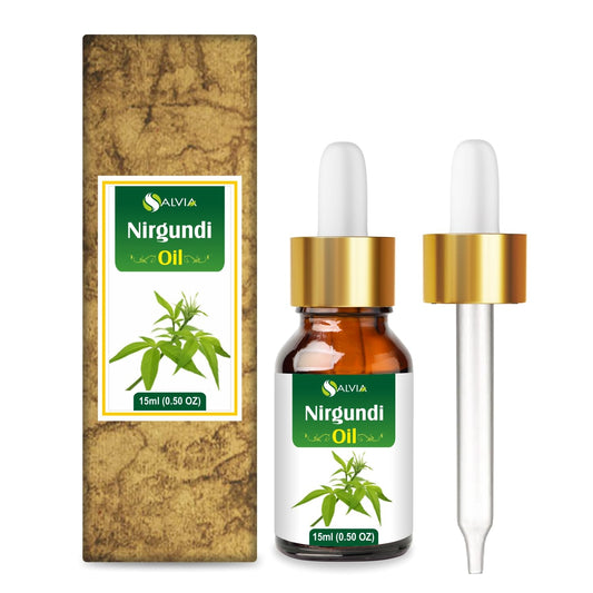 Nirgundi Oil 0.5 oz bottle with Vitex negundo label