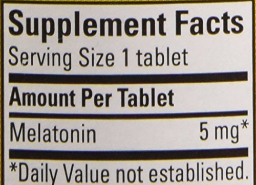 Back of Nm Melatonin 5mg 90-count bottle showing directions