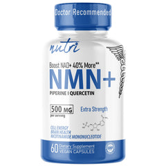 Nutri NMN 500mg NAD supplement bottle with 60 capsules