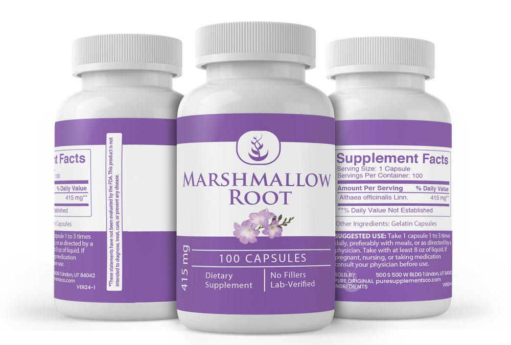 Marshmallow root capsules with no additives or fillers