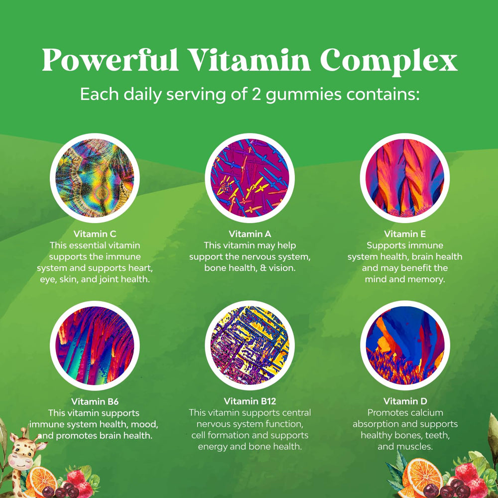 Dairy-free halal-friendly kids multivitamin gummies without artificial colors or preservatives