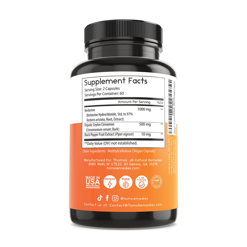 No fillers or preservatives in the berberine formula