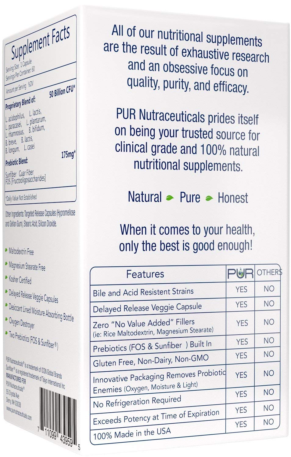 Labeling highlights: vegan, non-GMO, gluten-free, no fillers