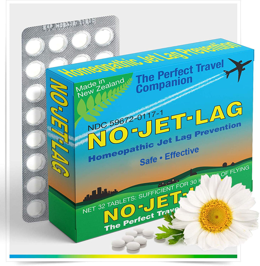 Front view of No Jet Lag remedy pack