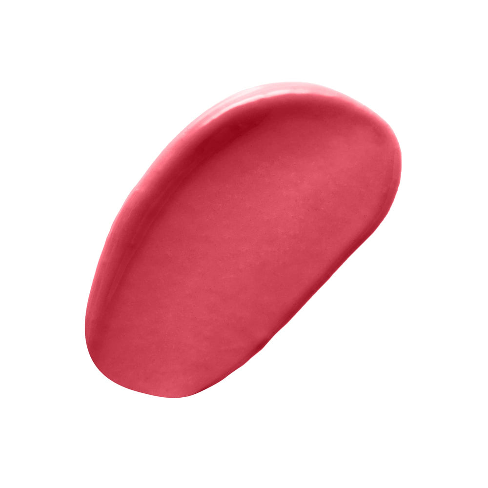 No7 HydraLuminous Lip Balm Blush swatch on lips demonstrates tinted shine