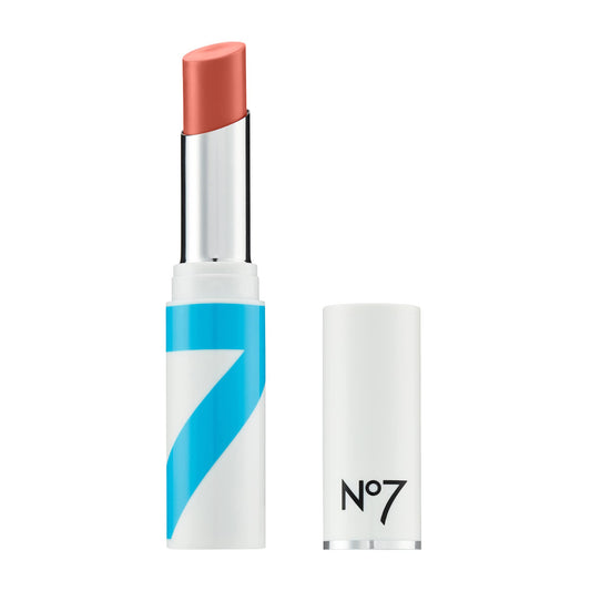 No7 HydraLuminous lip balm nude tint delivers hydration with a sheer glow.