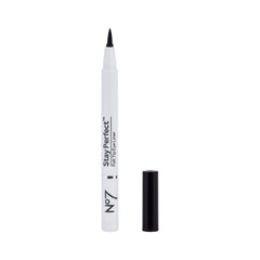No7 Stay Precise eyeliner swatch showing bold color and long-wear performance.