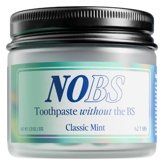 NOBS fluoride-free toothpaste tablets front view