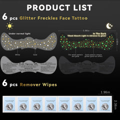Noerrors glitter freckles tattoos ideal for parties and festivals.