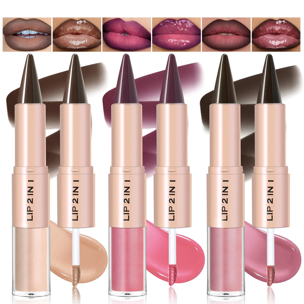 Noerrors lip combo pen defines lips with precise liner and gloss shine.