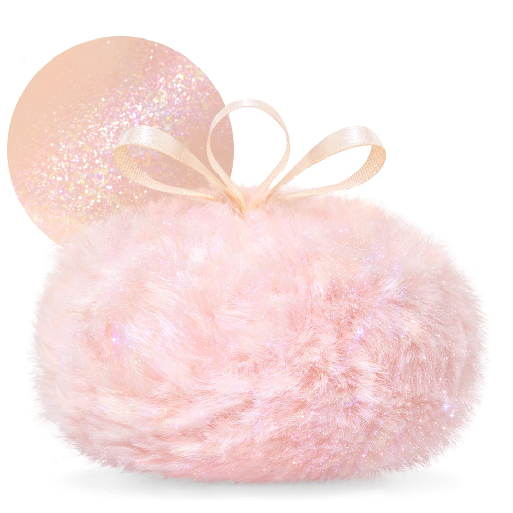 Noerrors peach glitter powder ball on skin for a radiant glow