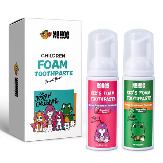 Front view of NOHOO Fluoride-Free Kids Toothpaste Strawberry & Watermelon