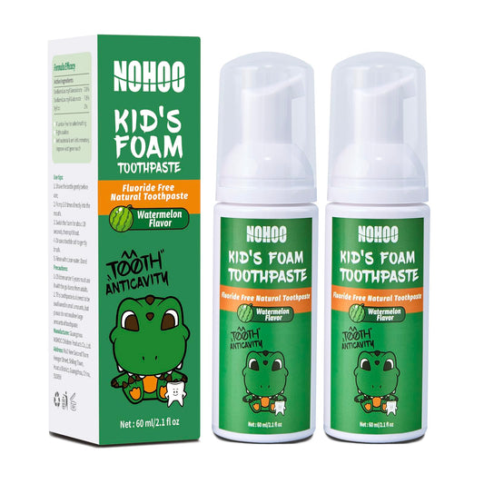 Front view of NOHOO fluoride-free watermelon toothpaste for kids