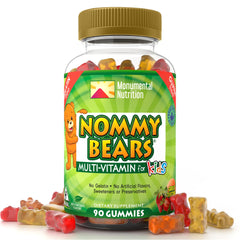 Hero image of Nommy Bears multivitamin gummies in bear shapes
