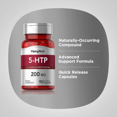 Non-GMO and gluten-free 5-HTP supplement label