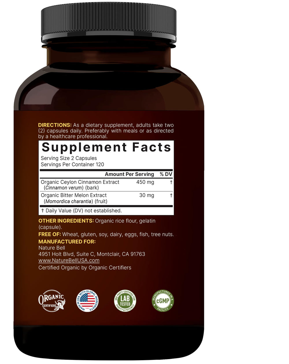 Non-GMO, gluten-free, dairy-free label on packaging