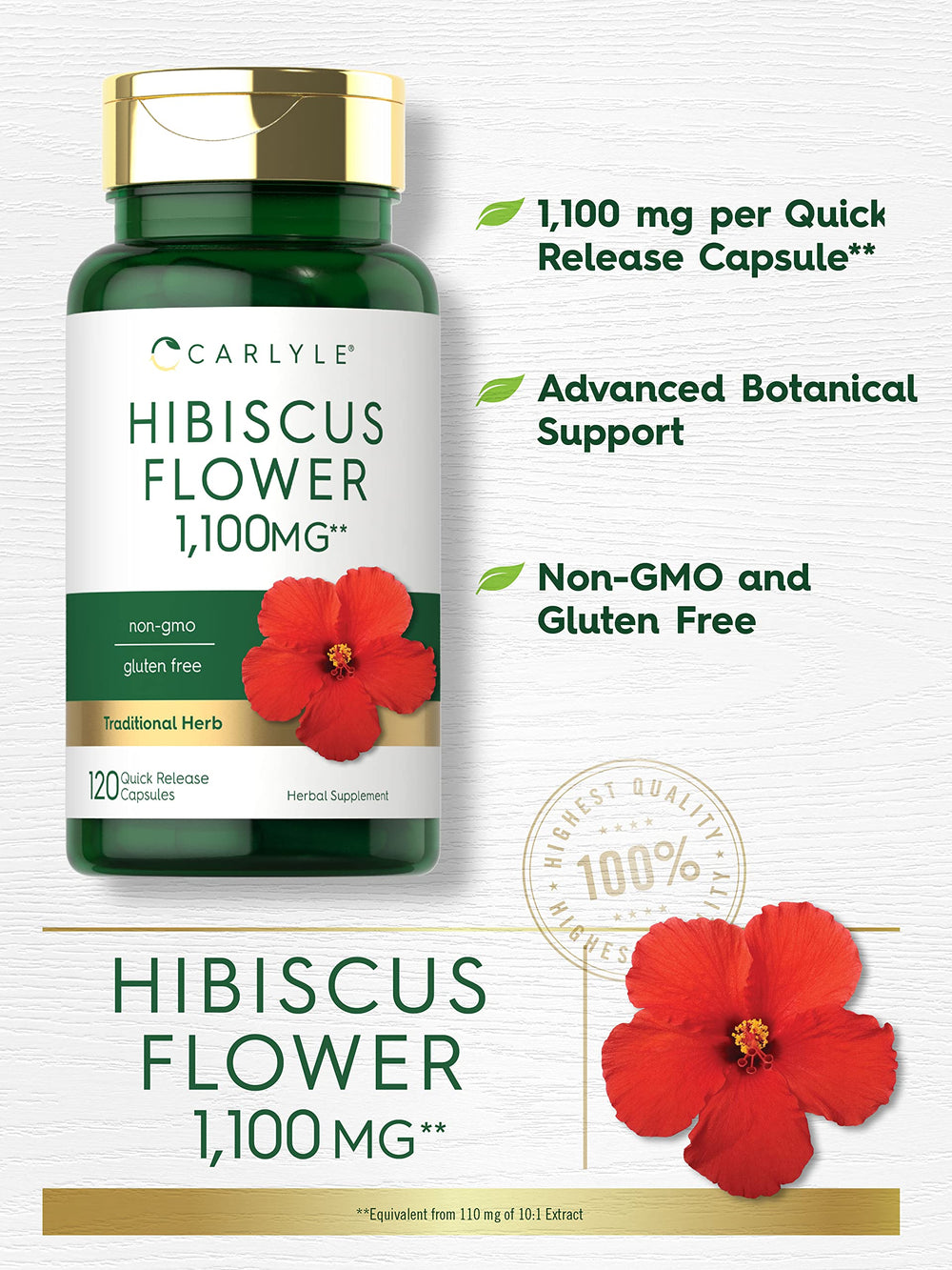 Non-GMO Gluten-Free Hibiscus supplement by Carlyle