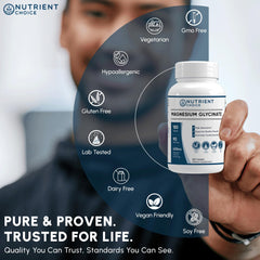 Non-GMO label on magnesium glycinate supplement