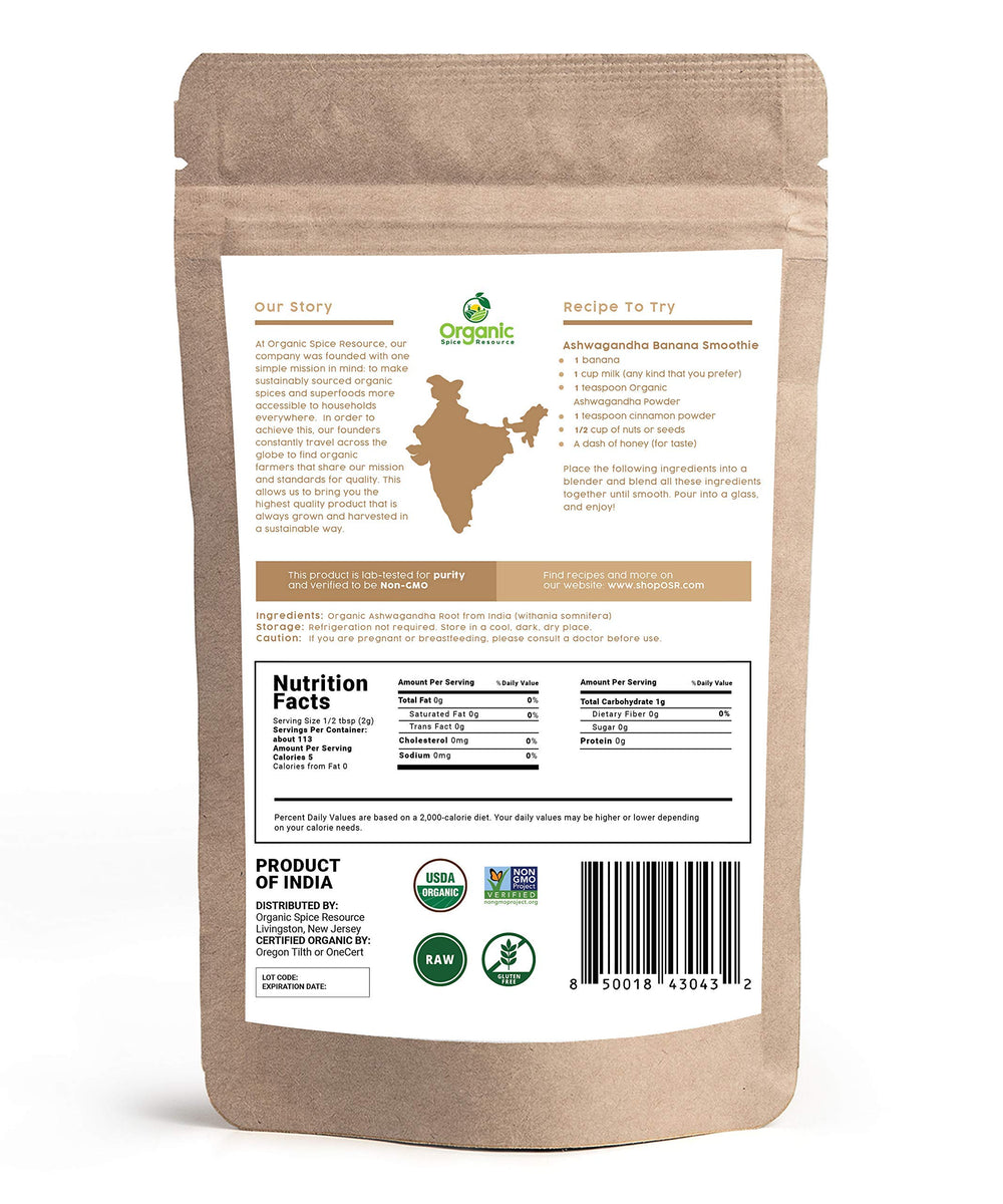 Non-GMO Project Verified seal on Ashwagandha powder packaging
