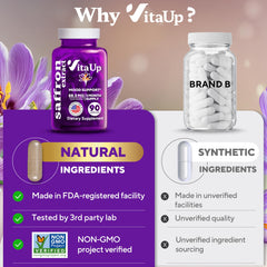 Non-GMO saffron supplement in USA packaging