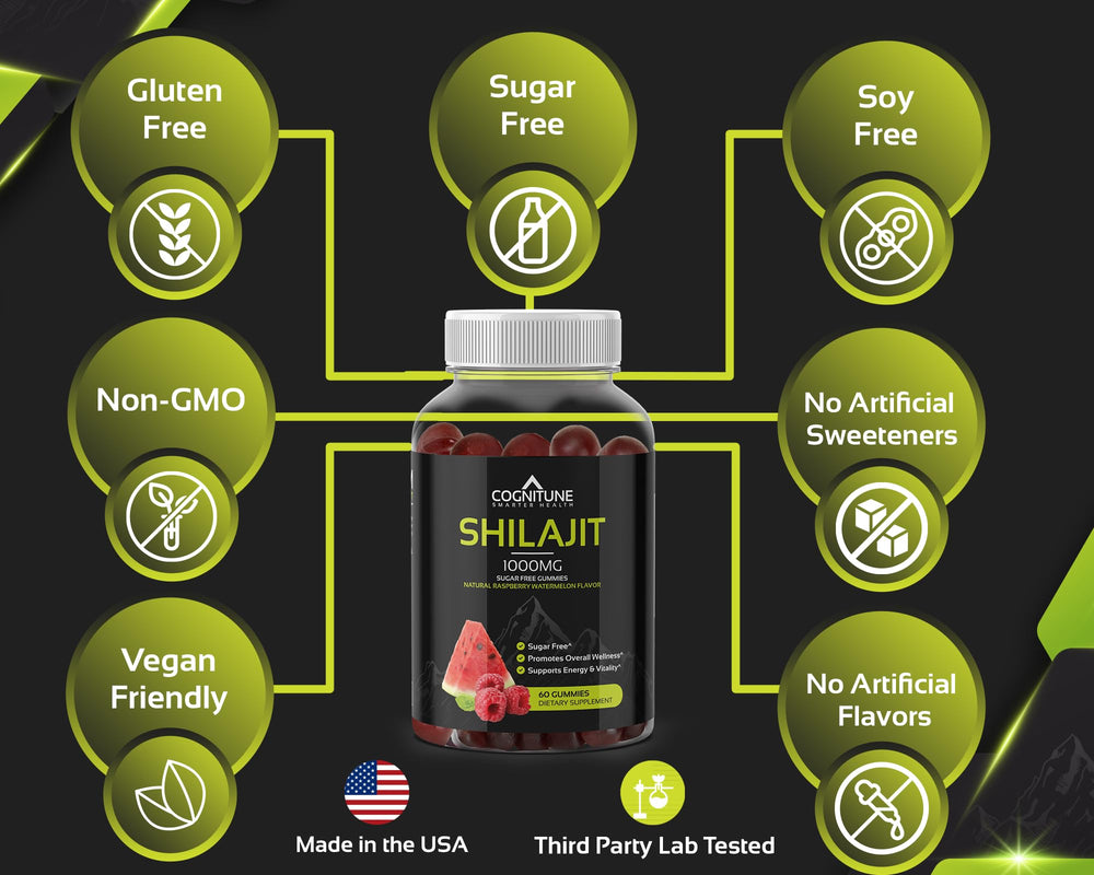 Non-GMO Shilajit gummies raspberry flavor