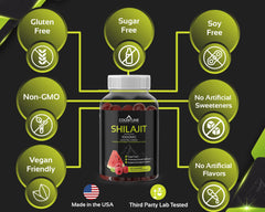 Non-GMO Shilajit gummies raspberry flavor