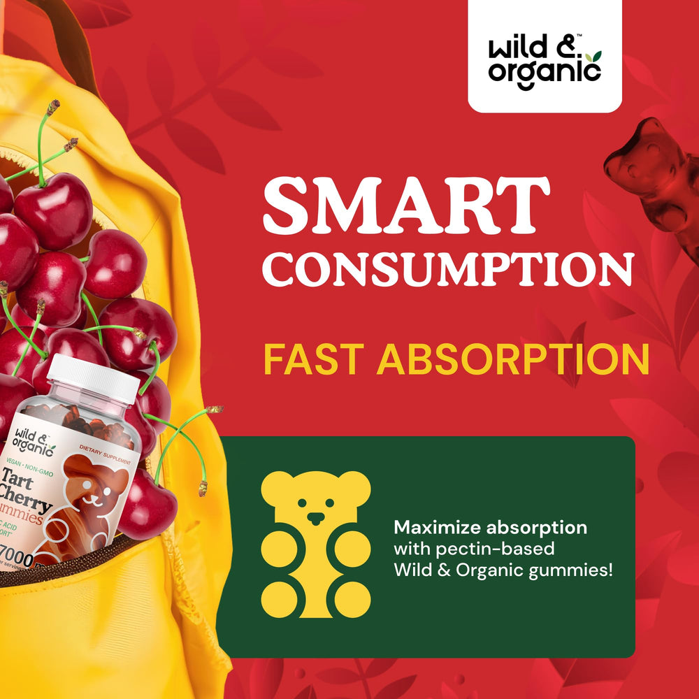 Non-GMO certification/label on tart cherry gummies packaging