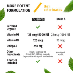 Non-GMO USA-made Vitamin D3 K2 liquid drops in vanilla flavor